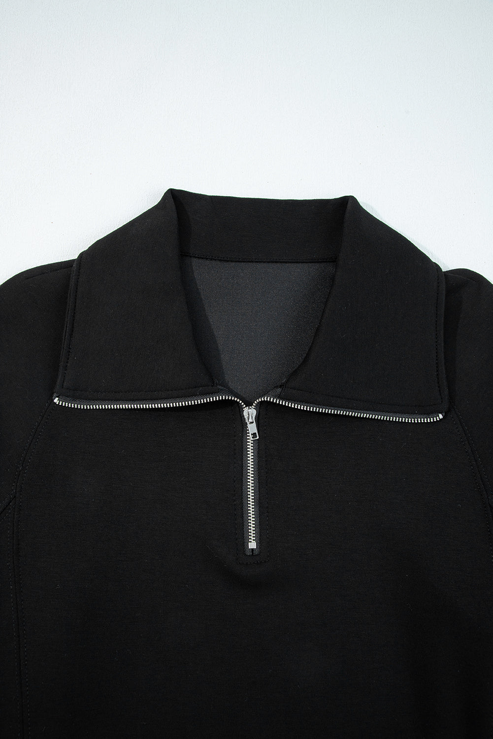 Black Zip Up Long Sleeve Top & Drawstring Pants Set