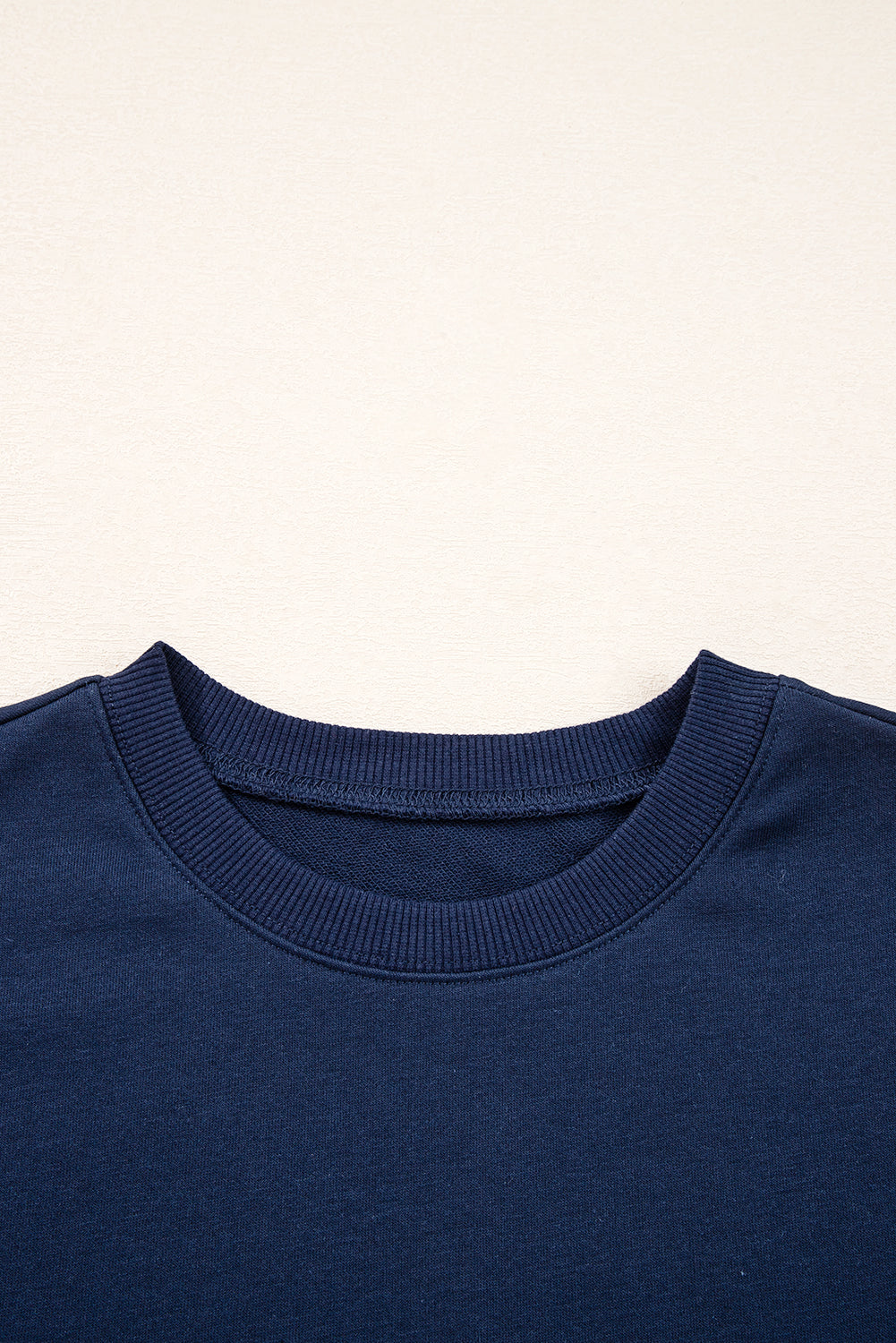 Navy Blue Varsity Striped Detail Drop Shoulder Oversized Sweatshirt