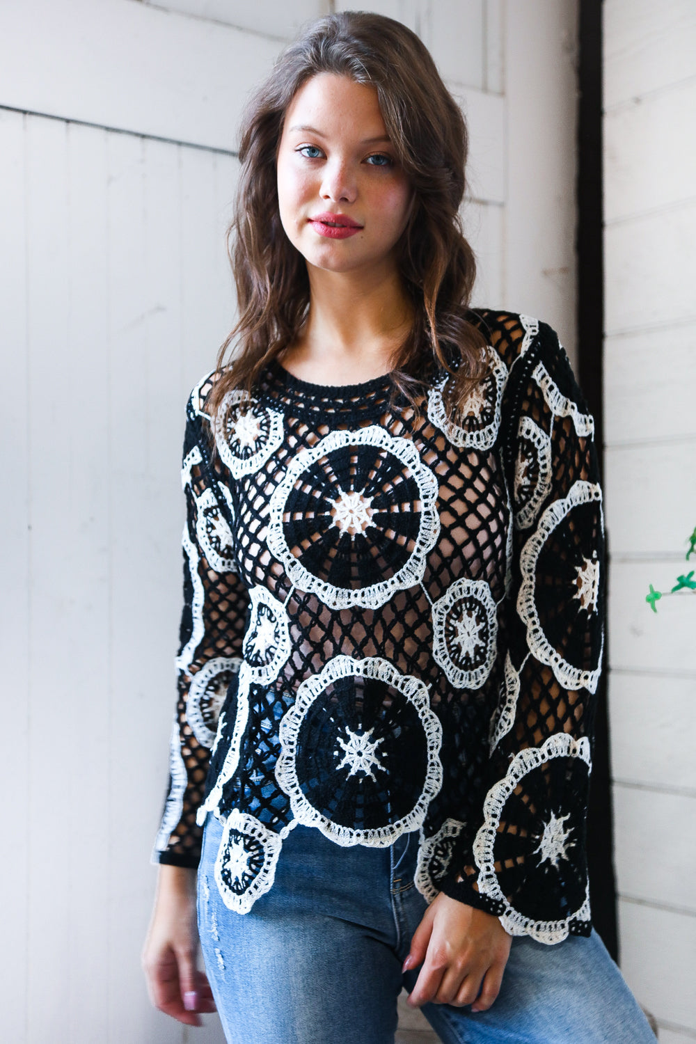 In Retro Bloom Black Crochet Lace Cover Up