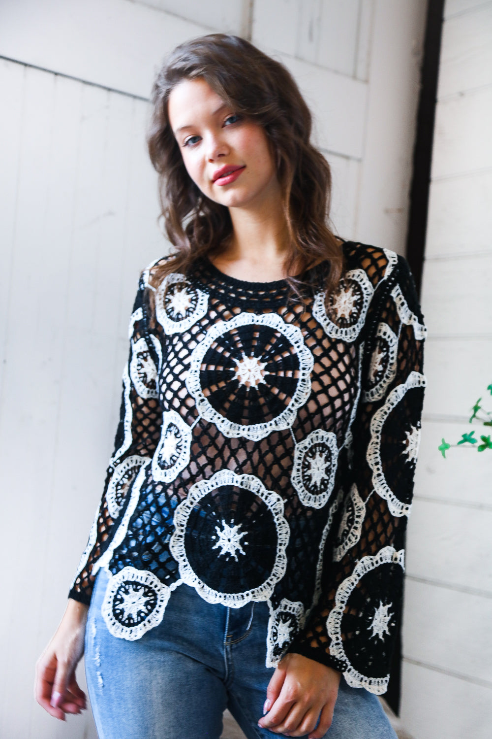 In Retro Bloom Black Crochet Lace Cover Up