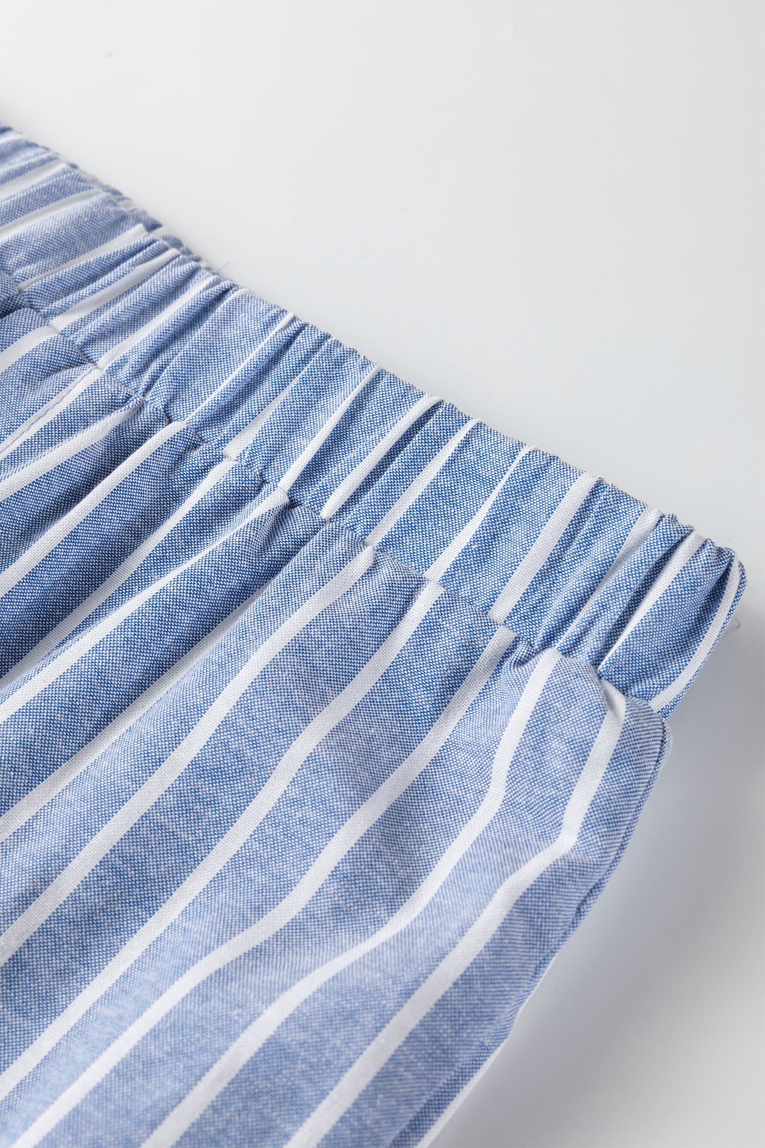 Sky Blue Stripe Buttoned Detail Loose Casual Pants