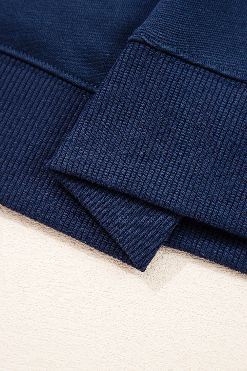 Navy Blue Varsity Striped Detail Drop Shoulder Oversized Sweatshirt